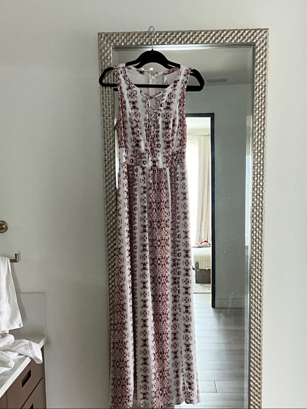 Abercrombie & Fitch White Maxi Dress with Pink Floral Print